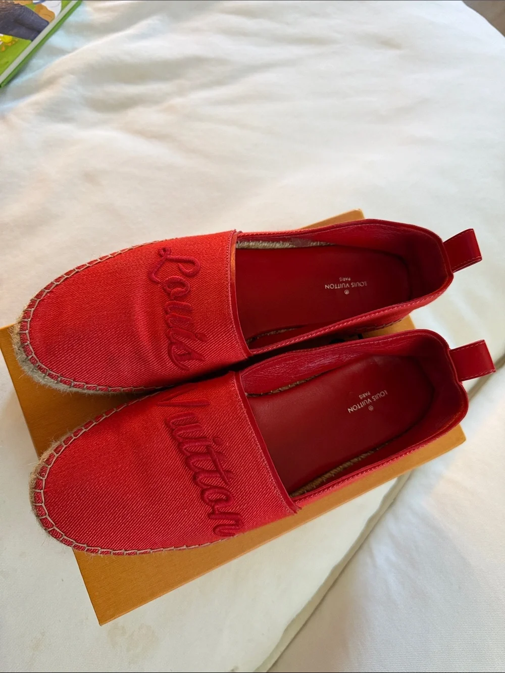 Louis Vuitton Red Canvas Espadrilles with Script Logo